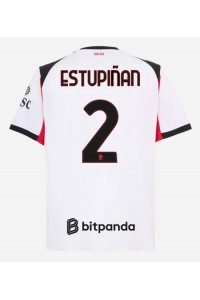 AC Milan Pervis Estupinan #2 Jalkapallovaatteet Vieraspaita 2025-26 Lyhythihainen